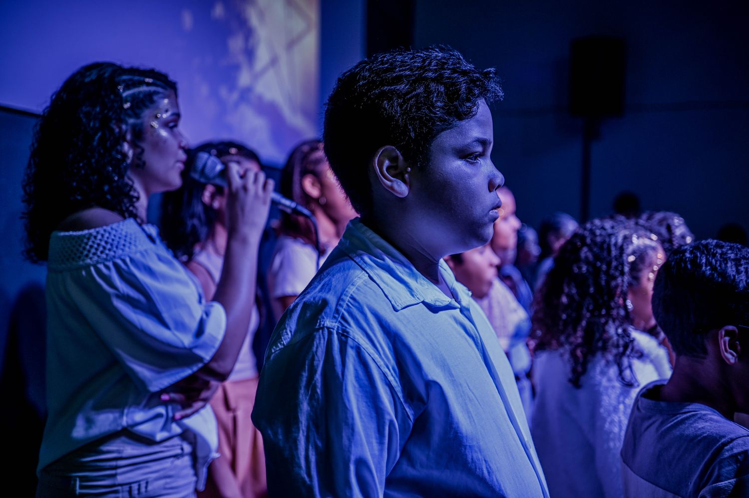 Cena de contemplação durante a Cantata de Natal